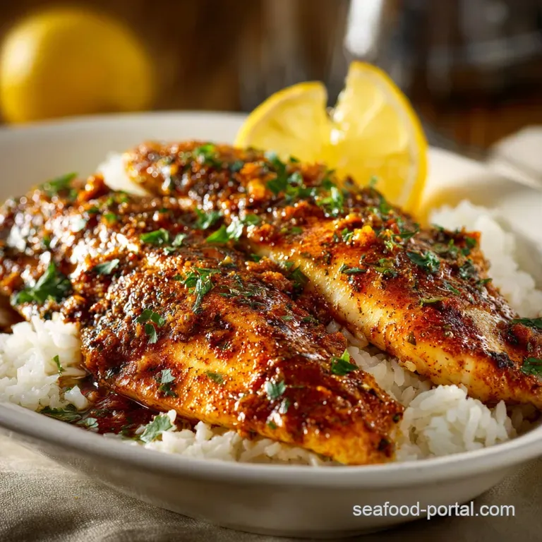 Cajun Baked Catfish Easy Recipe for Smoky Blackened Fillets presentation