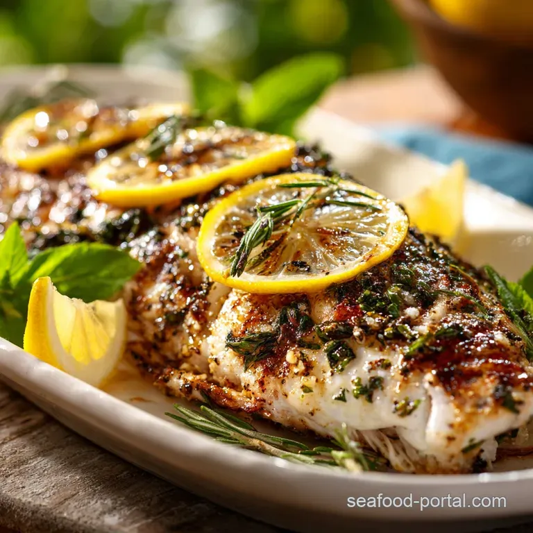 Grilled grouper elegantly plated with vibrant greens, a drizzle of sauce, and charred lemon; a restaurant-worthy presentat...