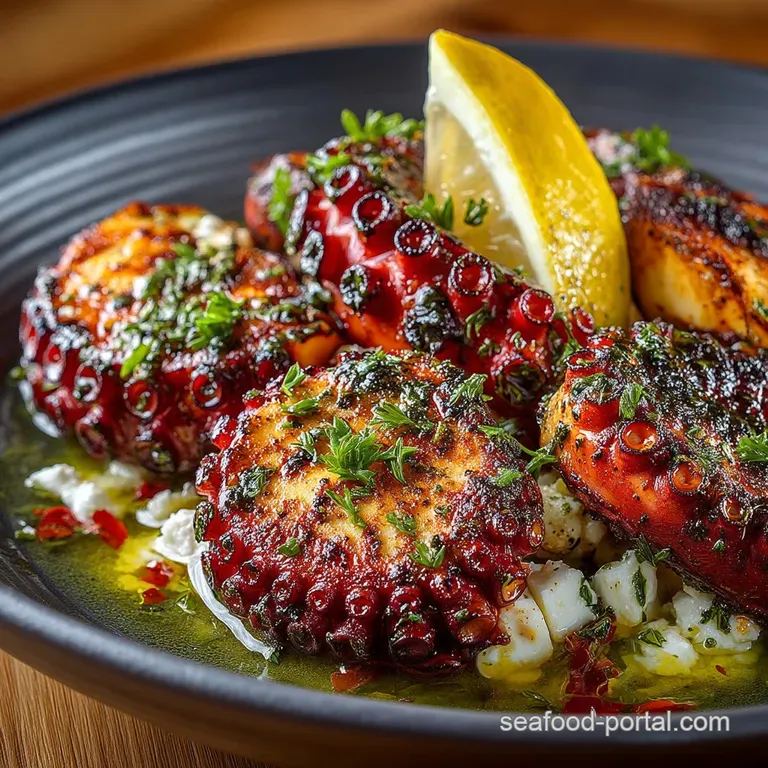 Tender Perfection Easy Greek Grilled Octopus with Lemon Olive Oil and Oregano presentation