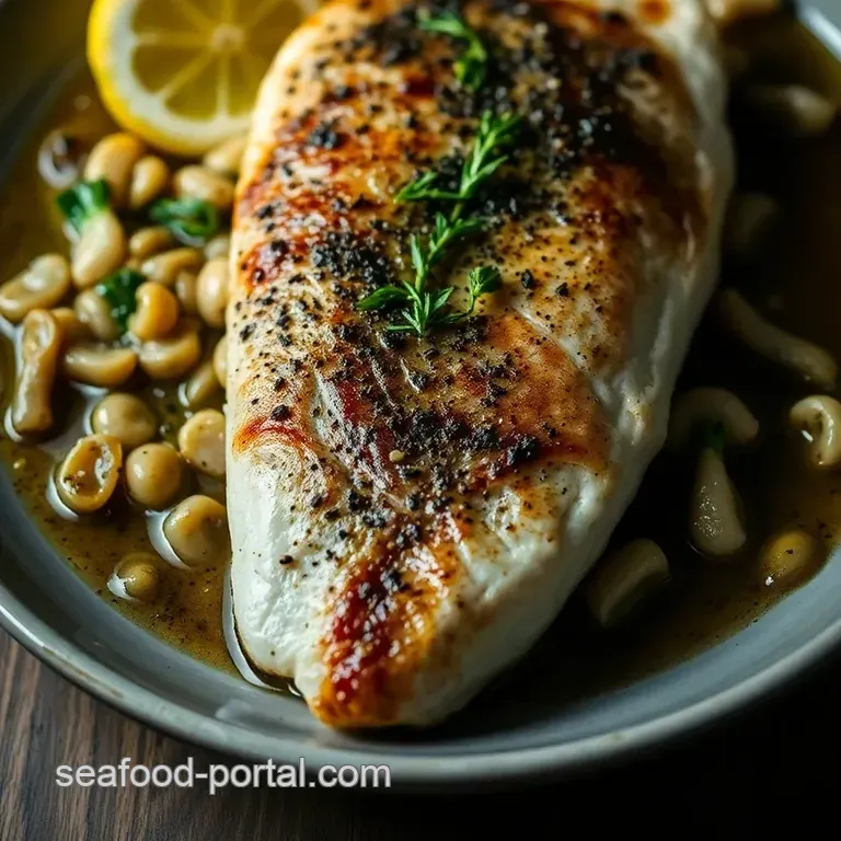 Easy Pan-Seared Black Sea Bass with Lemon Herb Sauce presentation