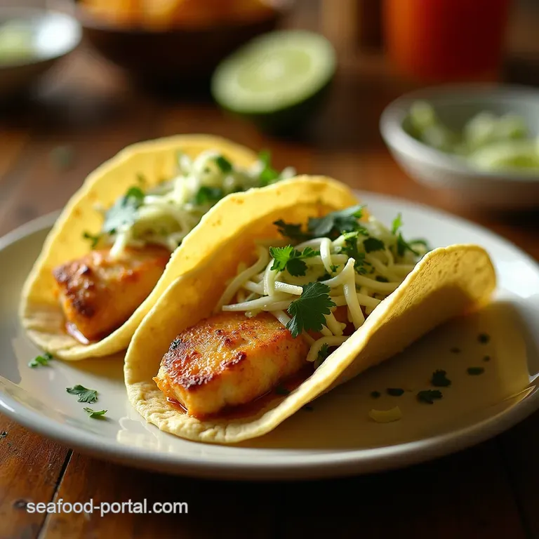 Quick Zesty Cod Tacos with Bright CilantroLime Slaw presentation