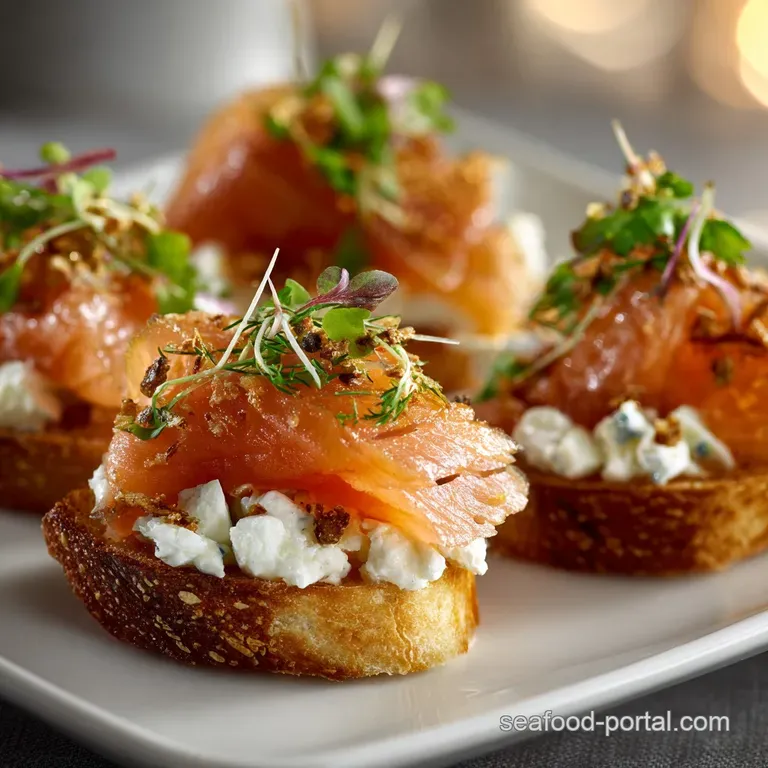 Smoked Salmon Crostini with Zesty Lemon Mascarpone (Easy Appetizer) presentation