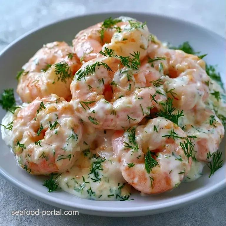 A bright ceramic bowl filled with chilled shrimp, diced avocado, and cherry tomatoes topped with lemon slices.