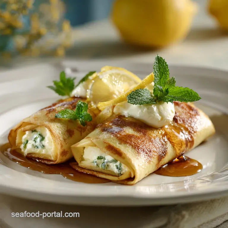 Easter Brunch Recipes: Cloud-Nine Ricotta Blintzes with Raspberry-Thyme Compote presentation