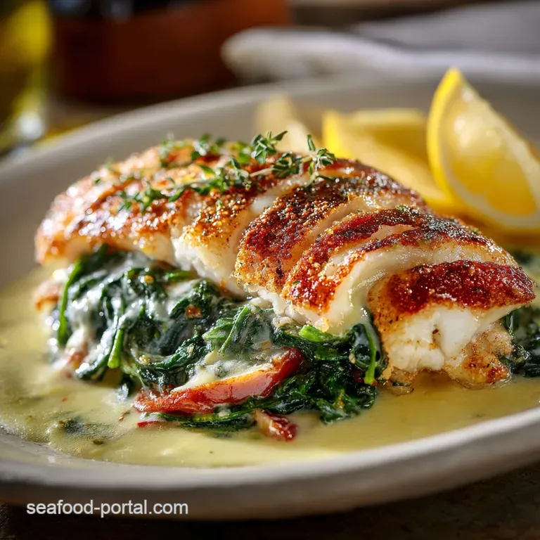 Elegant Lemonbutter Stuffed Flounder Florentine presentation