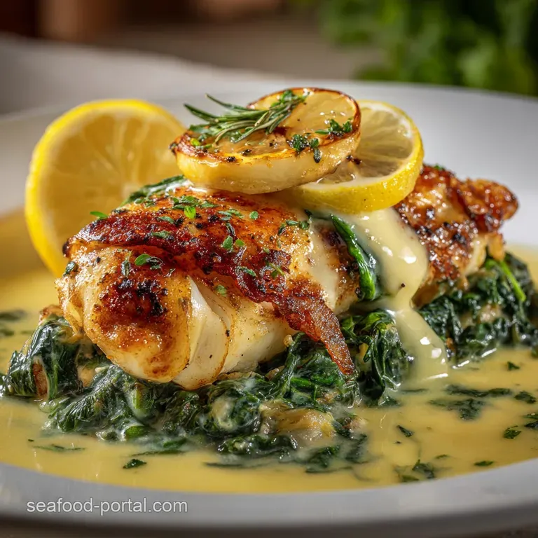 Elegant LemonButter Stuffed Flounder Florentine
