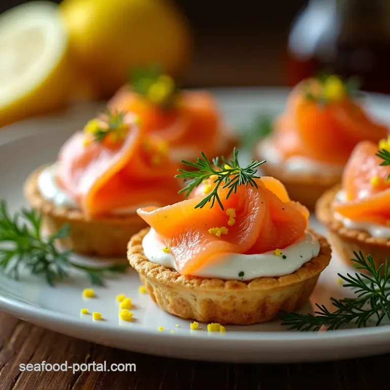 Elegantly Easy Smoked Salmon Dill Crème Fraîche Tartlets with Lemon Zest presentation