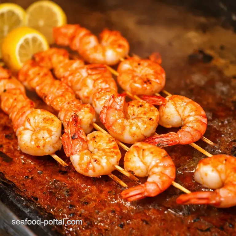 Fiery Broiled Shrimp Skewers presentation
