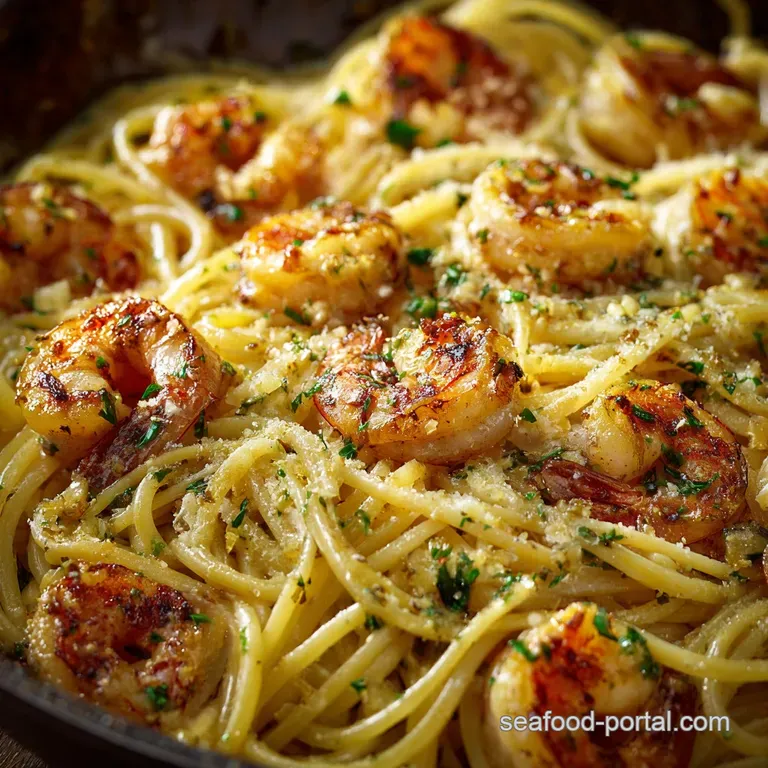 Fiery and Fast Cajun Shrimp Scampi with Garlic Linguine presentation