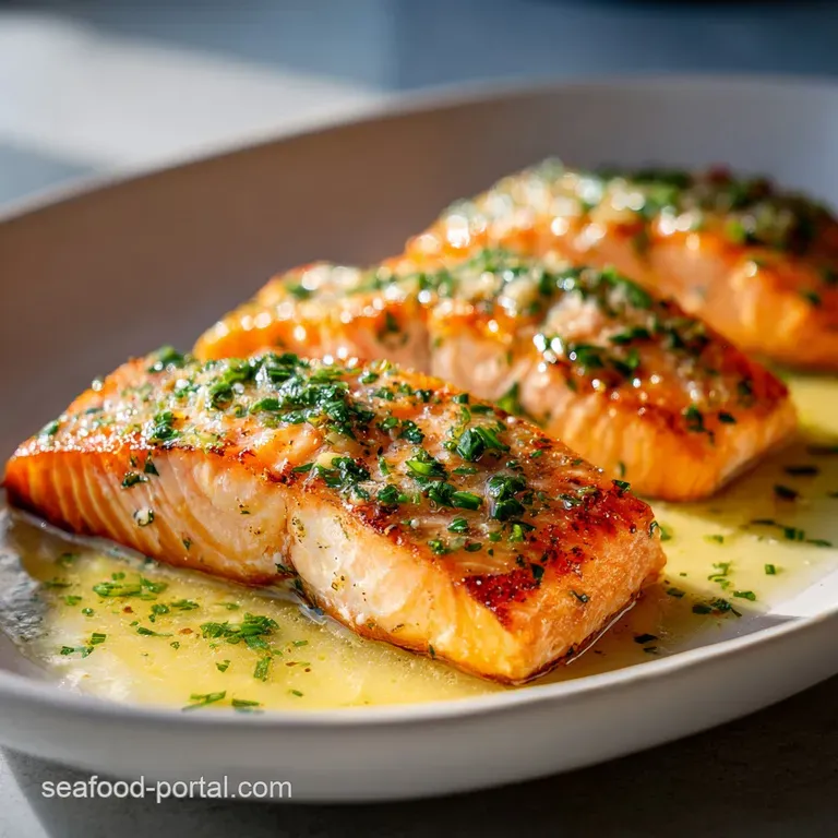 Pan-seared salmon drizzled with a vibrant yellow sauce, garnished with parsley, alongside bright green asparagus and lemon...