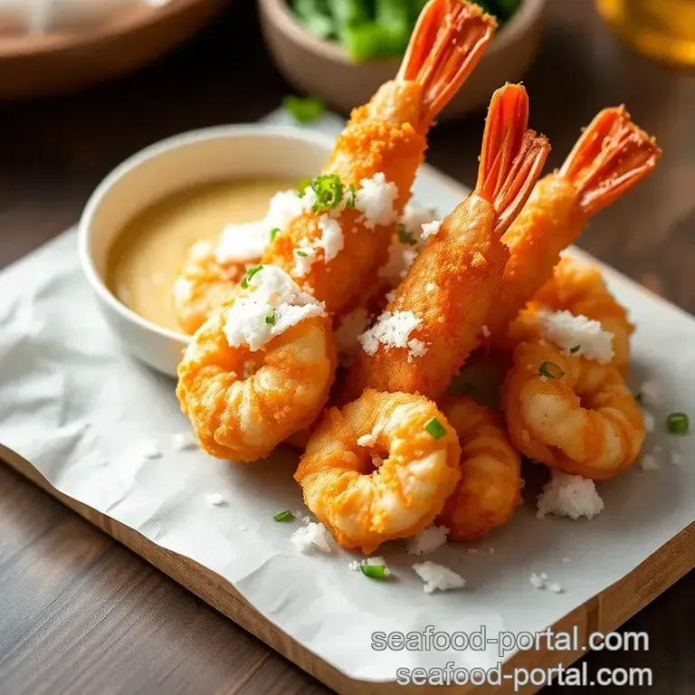Fried Shrimp with Coconut Crunch presentation