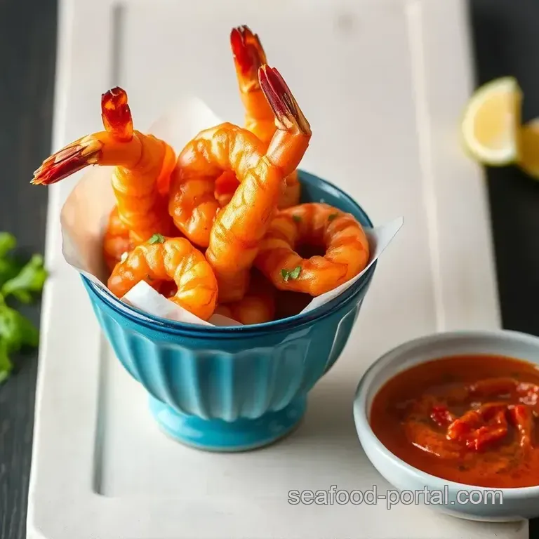 Spicy Crispy Jumbo Shrimp with Garlic-Lemon Zest presentation