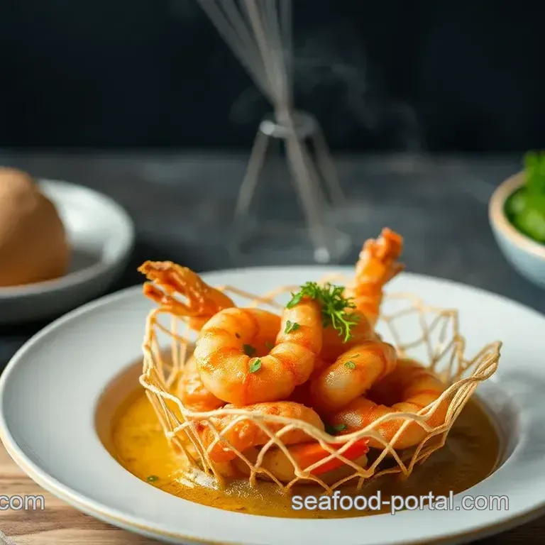 Crispy Prawns Wrapped in Savory Egg Nets