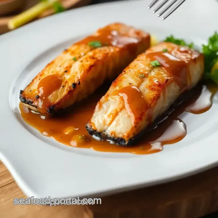Fry Salmon with Aromatic Pandan Sauce presentation