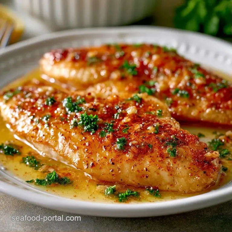 Flaky white fish fillets served on a white ceramic platter with bright lemon wedges and steamed asparagus spears.