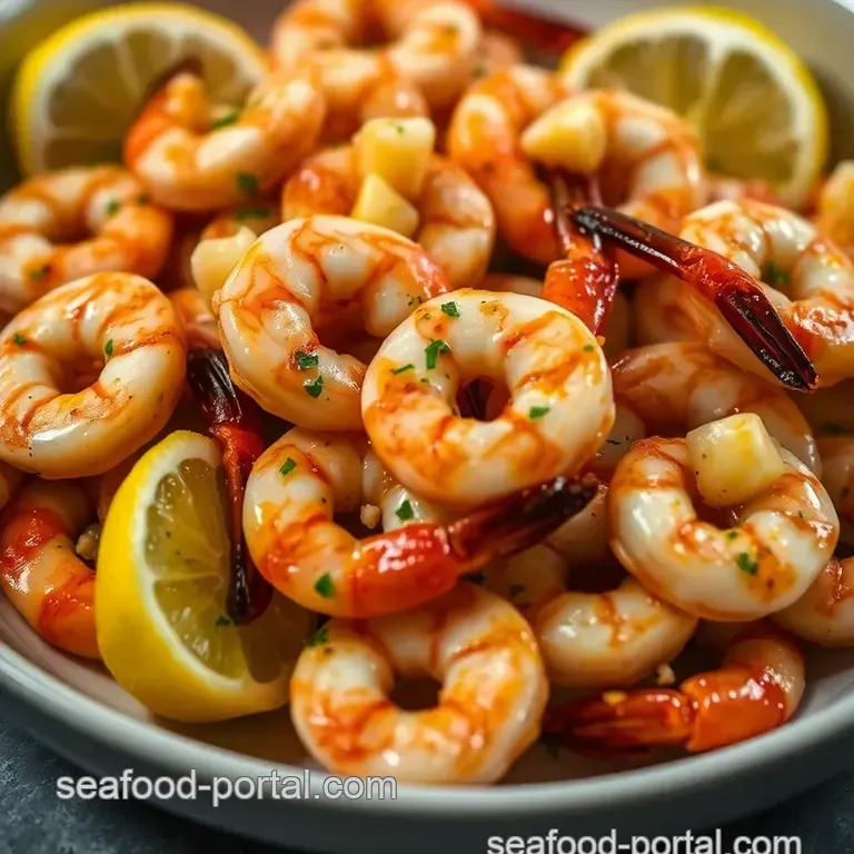 Garlic Butter Black Shrimp with Lemon and Herbs presentation