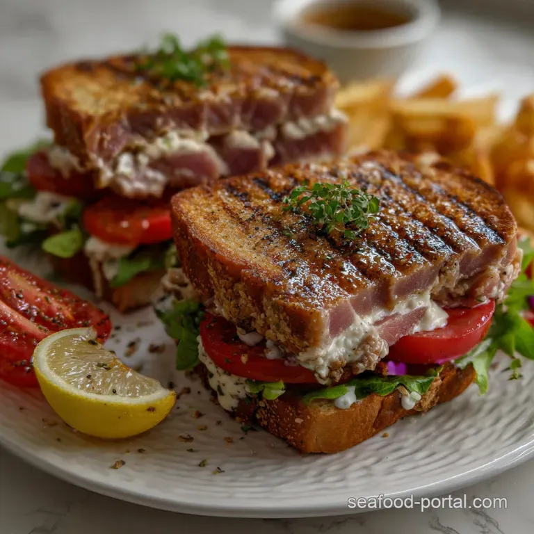 Garlic Butter Grilled Tuna Steak Sandwiches Recipe presentation