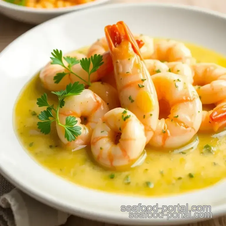 Sautéed Prawns in Garlic Butter Sauce presentation
