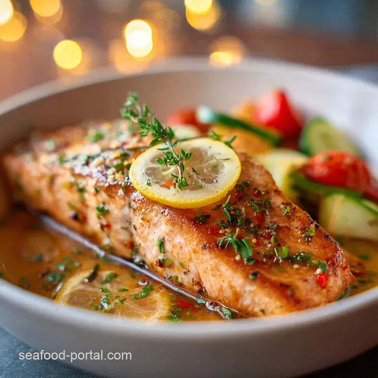 A beautifully plated salmon fillet atop a bed of fluffy rice, garnished with fresh dill and a bright citrus wedge.
