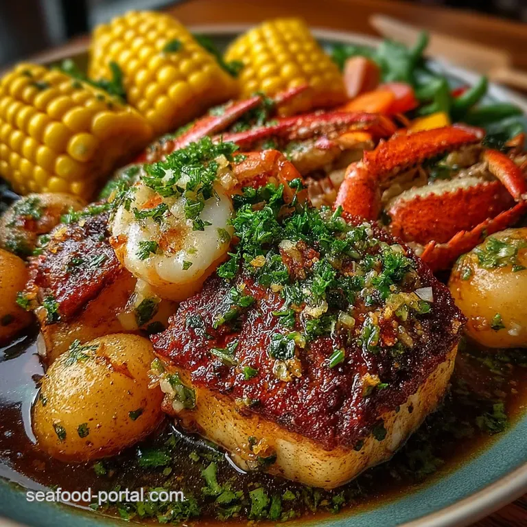 The Ultimate Messy Feast Classic LouisianaStyle Seafood Boil with Knockout Garlic Butter Sauce presentation