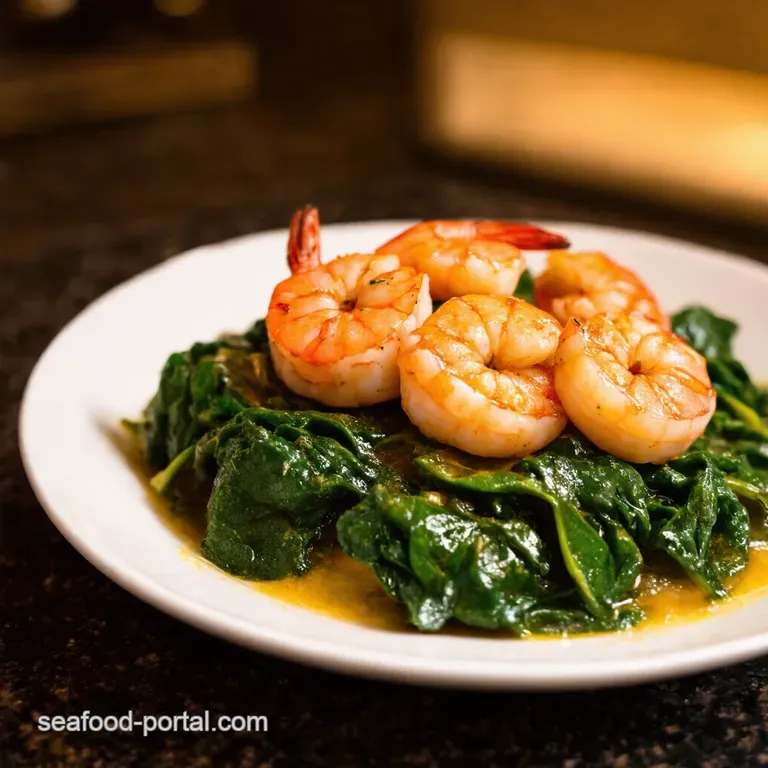 Garlic Butter Shrimp and Spinach with Lemon presentation