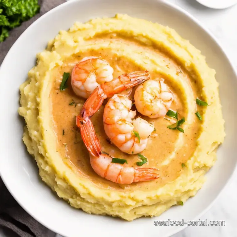 Garlic Butter Shrimp Bliss Creamy Shrimp Scampi Over Dreamy Mashed Potatoes