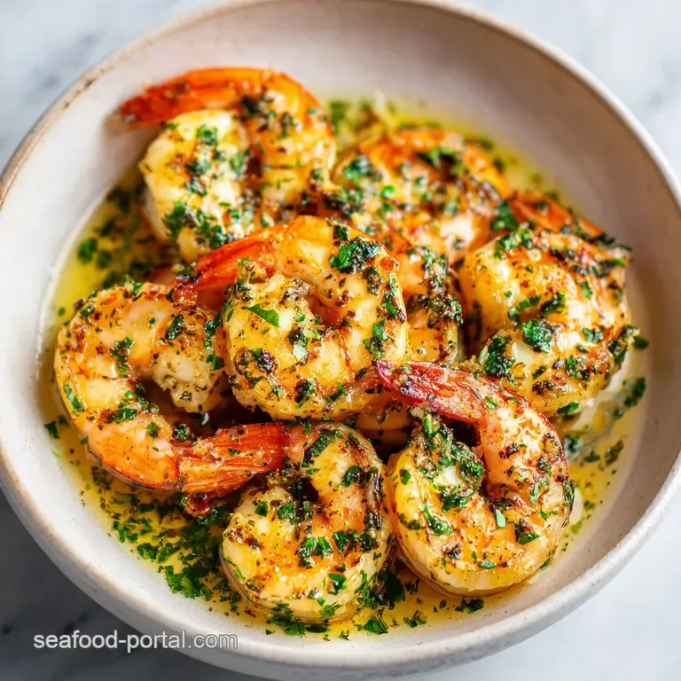 Buttery shrimp scampi plated elegantly with angel hair pasta, the steam rising, topped with fresh herbs and red pepper fla...