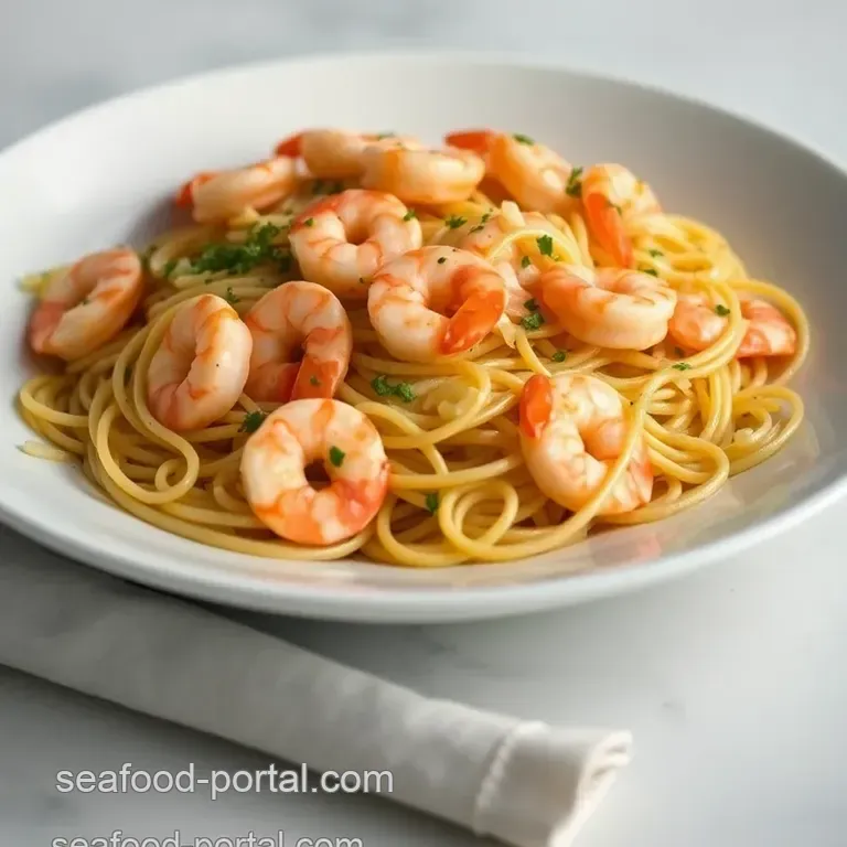 Garlic Butter Shrimp Fettuccine presentation