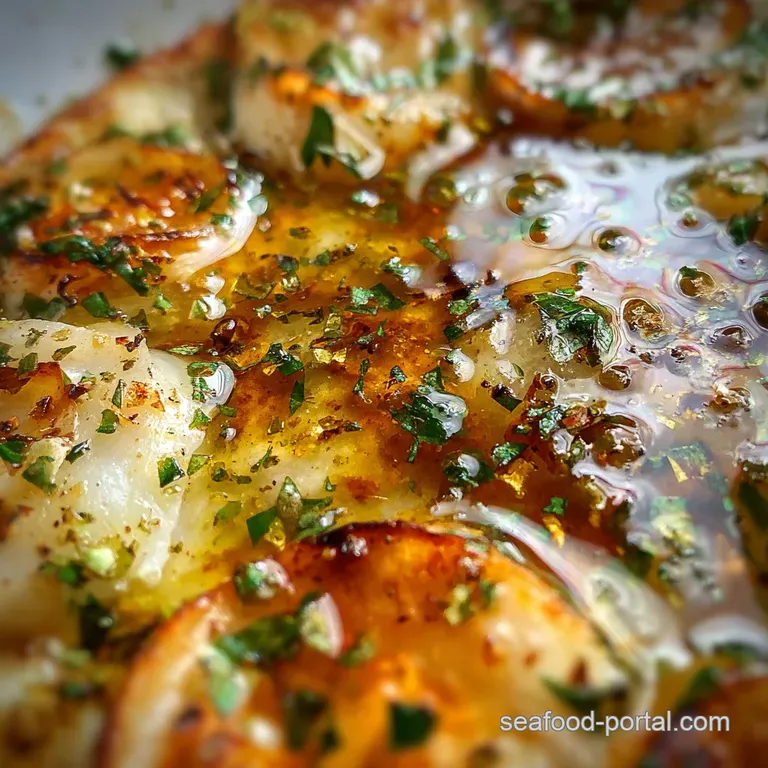 Close up of the golden, glistening garlic olive oil sauce drizzled artfully on warm pizza. Herb flecks add pops of vibrant...