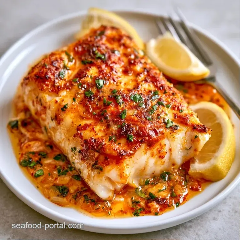 Searing red-orange fish fillets served with bright yellow lemon wedges and fresh green parsley on a slate platter