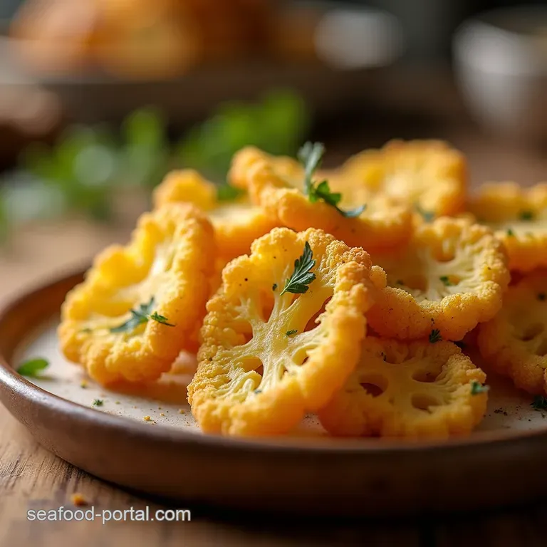 Golden Garlicky Baked Cauliflower Crisps with Parmesan Dust presentation