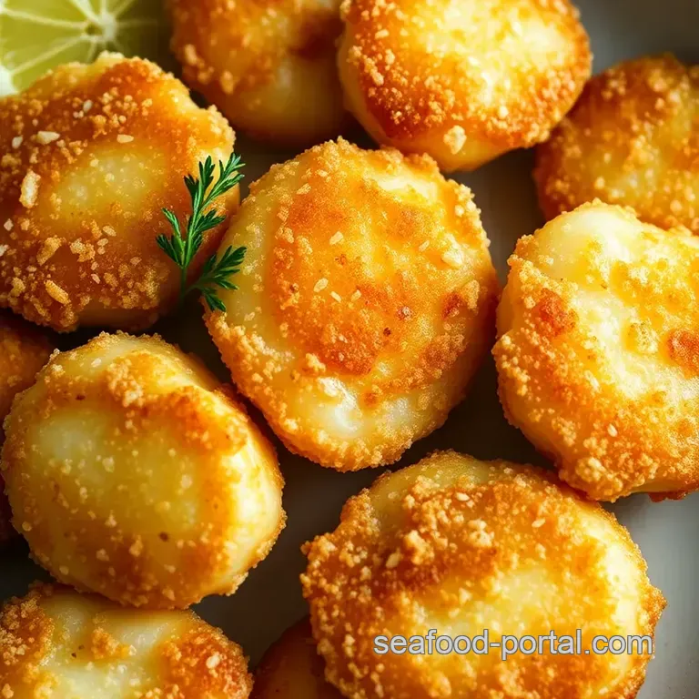 Golden-Crusted Pan-Fried Scallops presentation