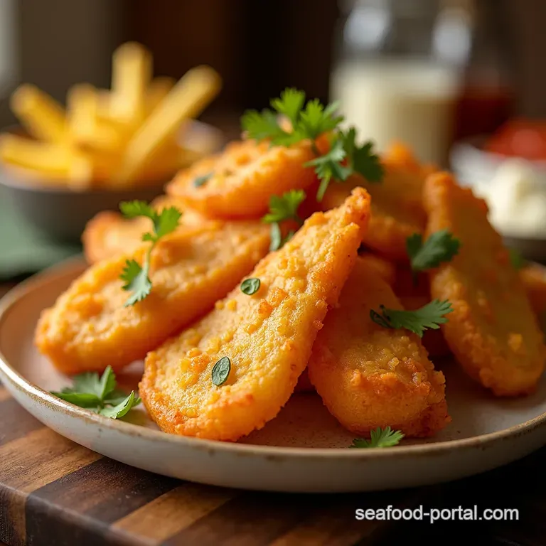 Golden Fish Chips Pia a Savory Seafood Surprise presentation