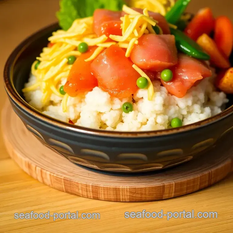 Gomoku Sushi Rice Bento with Crumbled Tuna and Shredded Omelette presentation