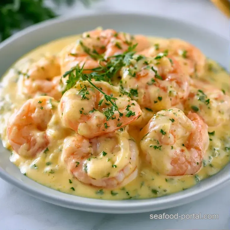 A white ceramic bowl filled with creamy dressed shrimp, garnished with fresh dill and a lemon wedge on a linen cloth.