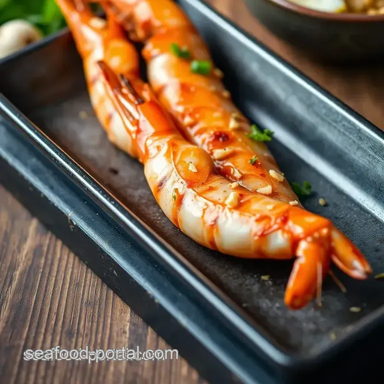 Grill Prawns with Garlic & Spices presentation