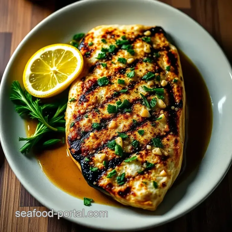 Grilled Black Sea Bass with Lemon Herb Marinade presentation