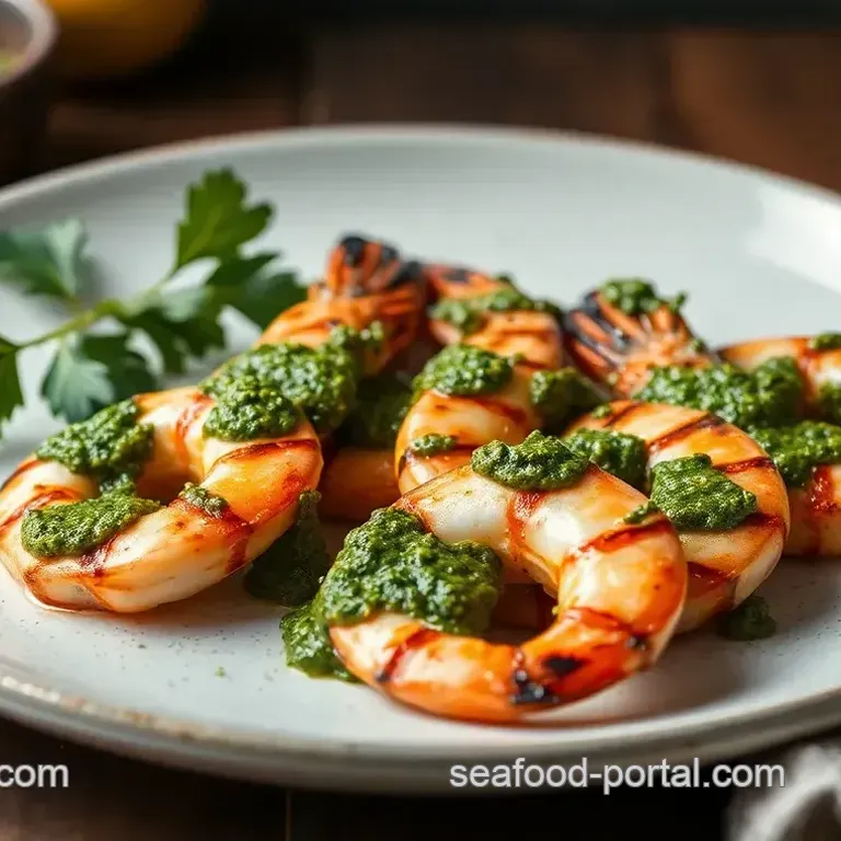 Grilled King Prawns with Homemade Pesto