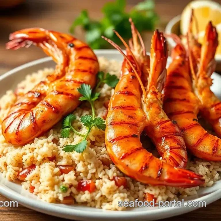 Grilled King Prawns with Savory Rice