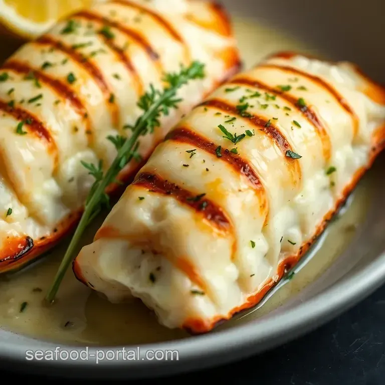 Grilled Lobster Tails with Garlic Herb Butter presentation