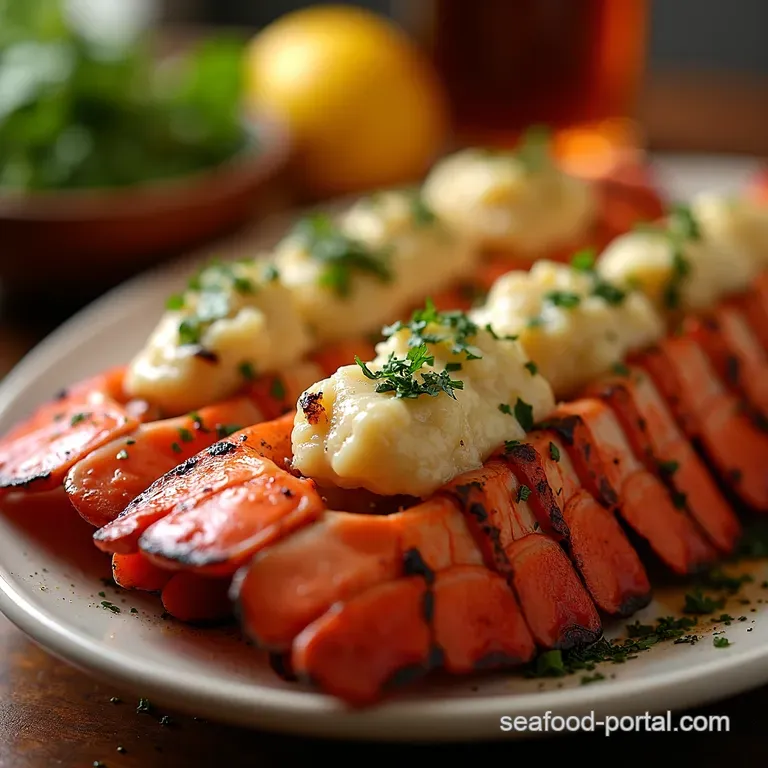 Grilled Lobster Tails with Zesty Garlic Herb Butter presentation