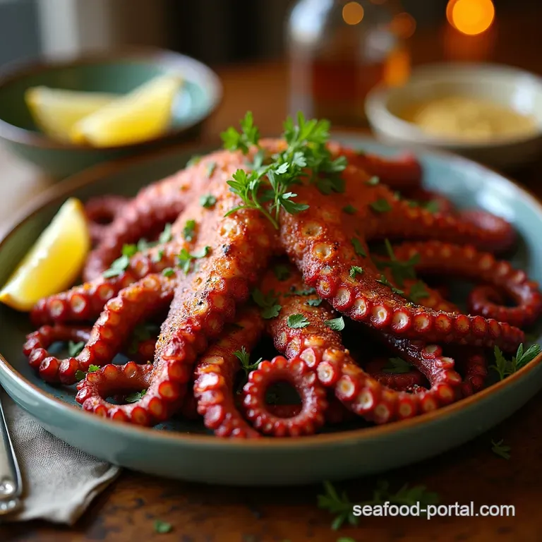 Grilled Octopus with Lemonherb Dressing Mediterranean Sunshine on a Plate presentation