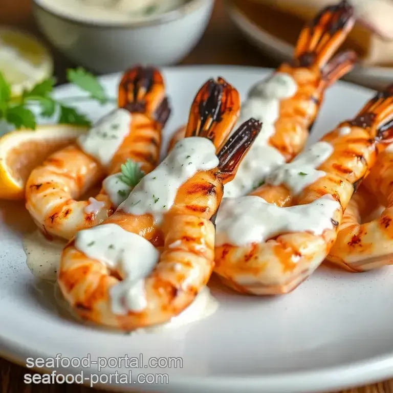 Grilled Prawns with Creamy Coconut Sauce presentation