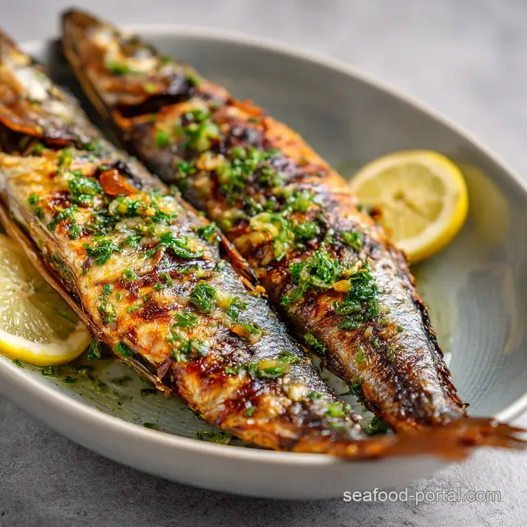 Perfectly grilled redfish fillet on a white plate, with vibrant green beans and a bright yellow lemon slice garnish.