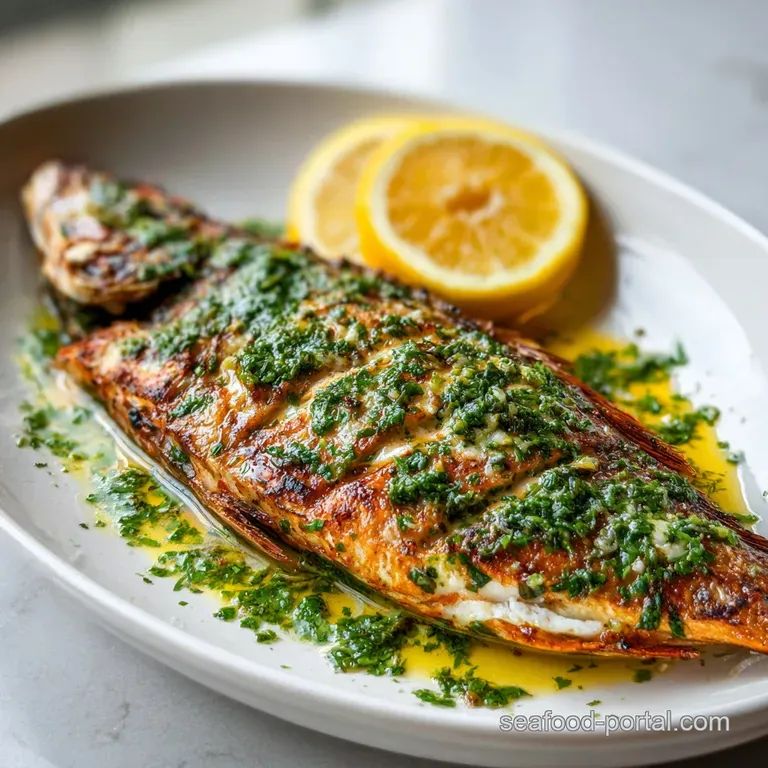 Flaky grilled rockfish fillet on white plate, lemon wedge, fresh dill sprigs, glistening olive oil, bright, clean presenta...