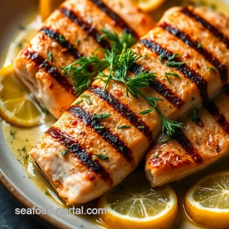 Grilled Salmon Collar with Citrus Herb Marinade presentation