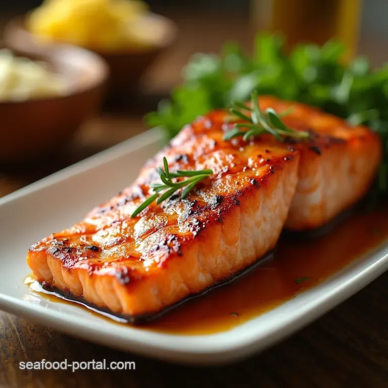 Grilled Salmon on Grill Flaky Smoky Perfection presentation