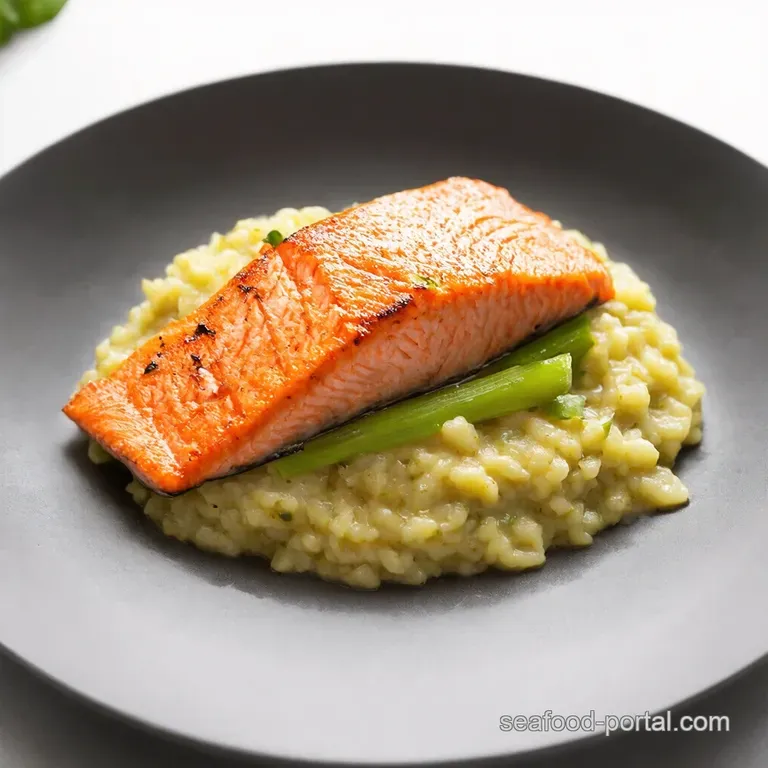 Grilled Salmon with Creamy Leek Risotto