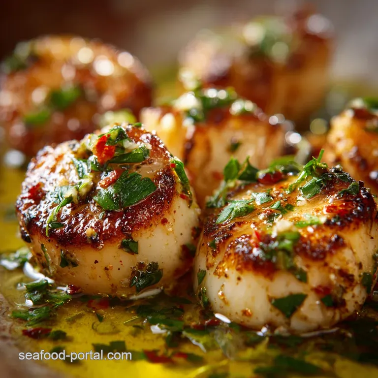 Seaside Sizzle Grilled Scallops with Lemonparsley Garlic Butter presentation