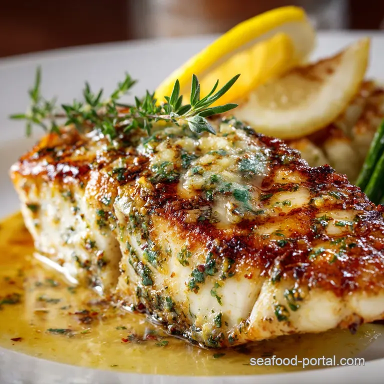 Grilled Sea Bass with Garlic Lemon Butter: Crispy Skin Zesty Finish presentation